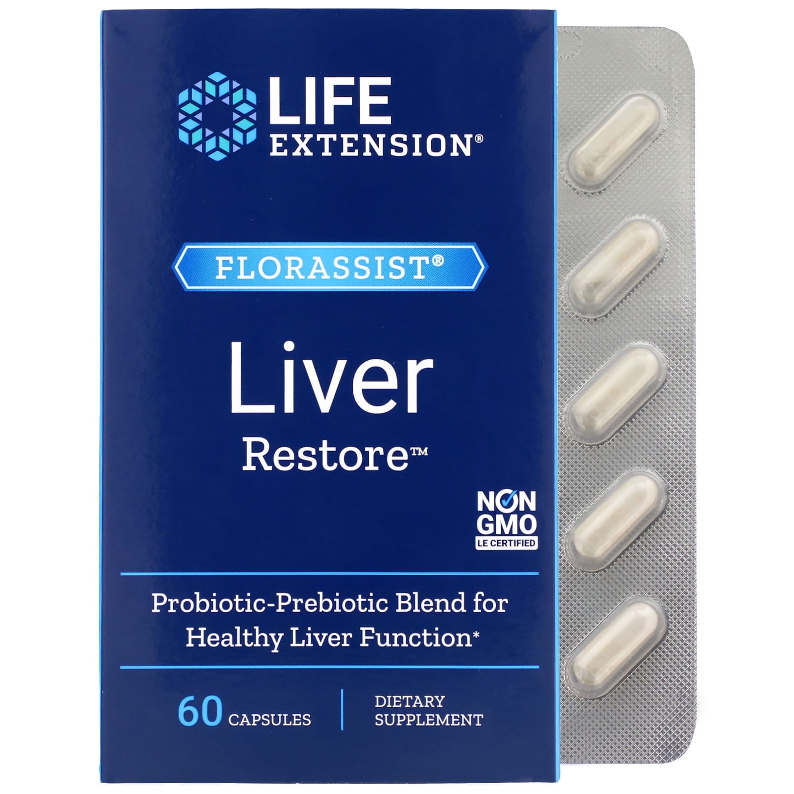 Life Extension FLORASSIST® Liver Restore™ - Probiotic-Prebiotic Blend Supports Healthy Liver - Gluten-Free, Non-GMO - 60 Vegetarian Capsules