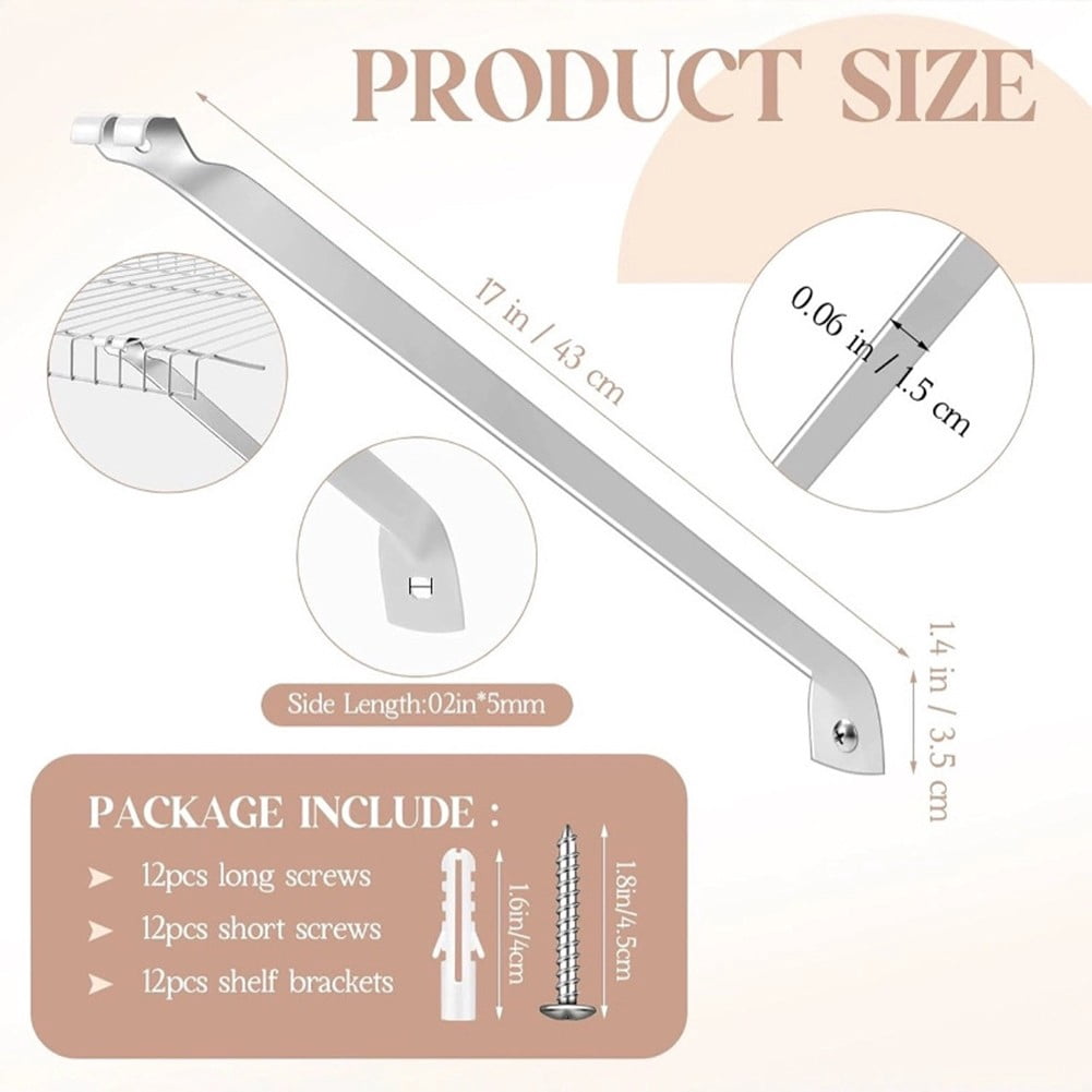 AFQH Sturdy 4/6Pcs Wire Shelving Support Brackets - Easy Install & Versatile Use!