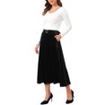 thumbnail image 2 of INSPIRE CHIC Women's Velvet Long Skirt High Waist Elegant Evening Formal Cocktail A-Line Skirts with Belt 2XL Black, 2 of 6