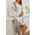 thumbnail image 3 of Ensemble de Pyjama en Satin pour Femmes Peignoir Floral et Robe de Nuit 2 Pcs Tenue de Nuit Ensemble de Nuisette, 3 of 4