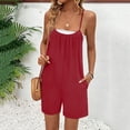 thumbnail image 5 of YHAJDS Womens Rompers Solid Suspenders Overall Shorts Casual Summer Vacation Wear, 5 of 7
