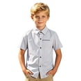 thumbnail image 4 of Fozruso Boys Striped Pattern Short Sleeve Dress Shirt Button Front School Uniform Shirts for Toddler and Kids, 4 of 7