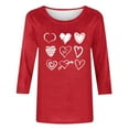 thumbnail image 4 of Avrnliq Womens Red Valentine's Day Heart Print Casual Top, Romantic Love Heart Pattern Soft Loose Fit Holiday Outfit for Date Night Daily Wear Valentine Party,Size M, 4 of 5