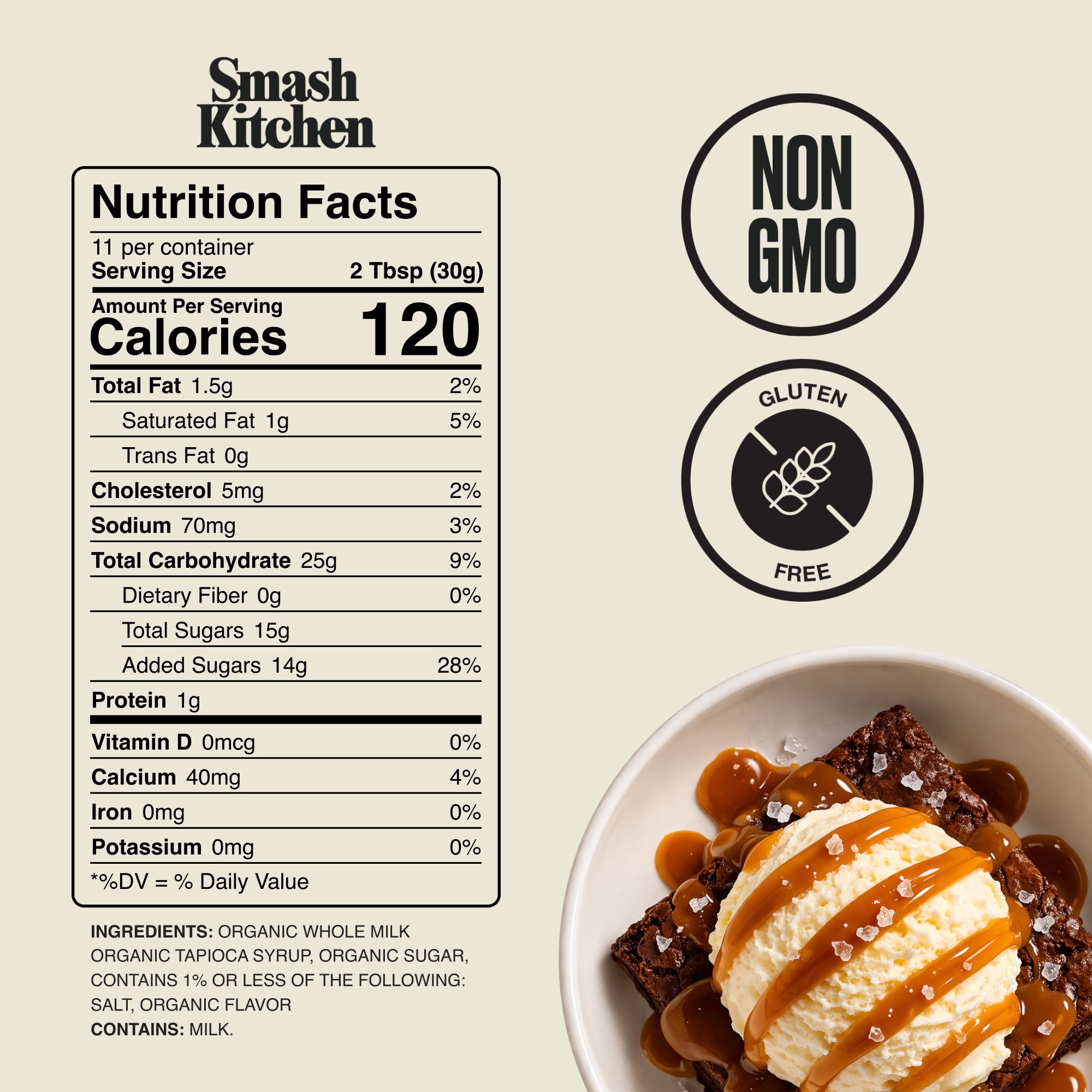 (12 pack) Smash Kitchen Organic Non-GMO Salted Caramel Dessert Sauce, 15.8 oz