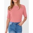thumbnail image 4 of ANRABESS Womens Half Sleeve Tops Crewneck Shirts Basic Fit Tee Trendy 2026 Spring Summer Business Casual T-Shirts Coral XXL, 4 of 7