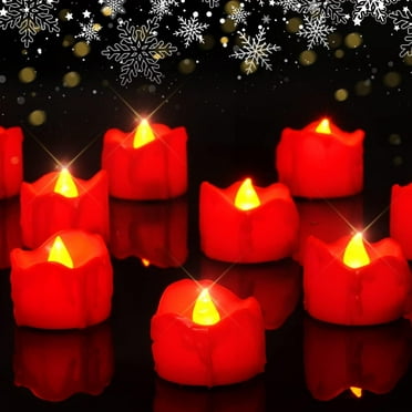 Homemory 24-Pack Melting Red Candles Tea Lights Battery Operated, Halloween Candle Red Tea Lights, Flameless Flickering Votive Candles, Ideal for Halloween Decor, Theme Party, Dia 1-2/5" x H 1-1/4''
