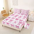 thumbnail image 2 of Erosebridal Cute Coquette Bowknot Bed Sheets For Girls,Pink Kawaii Bowtie Kids King Sheets 4pcs, 2 of 6