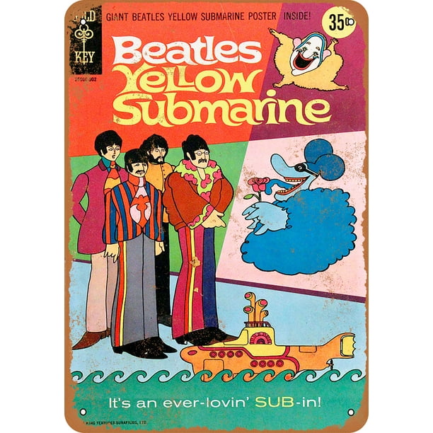 1968 Beatles Yellow Submarine Comic Metal Sign 10x14 Inch Vintage Look Walmart Com