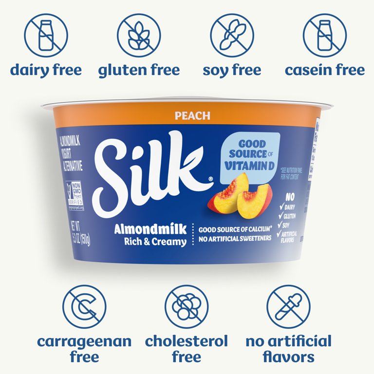 Silk Dairy Free, Peach Plant Based, Almond Milk Yogurt Alternative