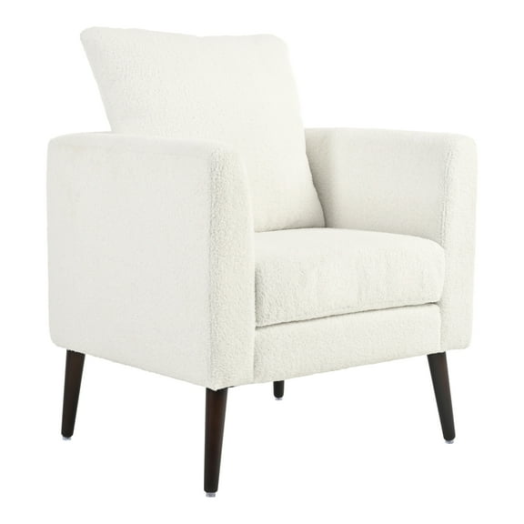 HSUNNS Accent Chair, Upholstered Chenille Armchair for Living Room , Mid Century Modern Upholstered Accentchair, Single Sofa for Living Room, Apartment, Office, White