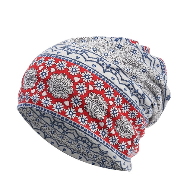 Tuque Décontractée Style Bohème Matériau Durable; Hijab Musulman Turban Extensible Mode Bonnets de Protection des Oreilles Accessoires de Coiffure Bonnet Gris Rouge