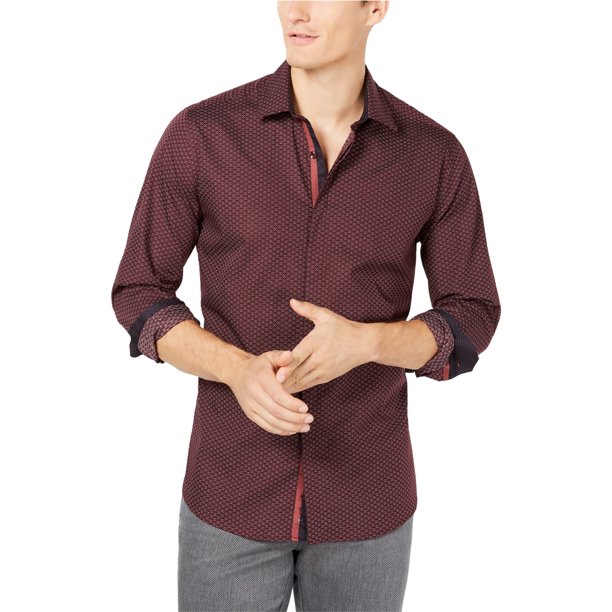 Ryan Seacrest - Camisa con botones para hombre, color rojo, grande Ryan Seacrest Botones al frente