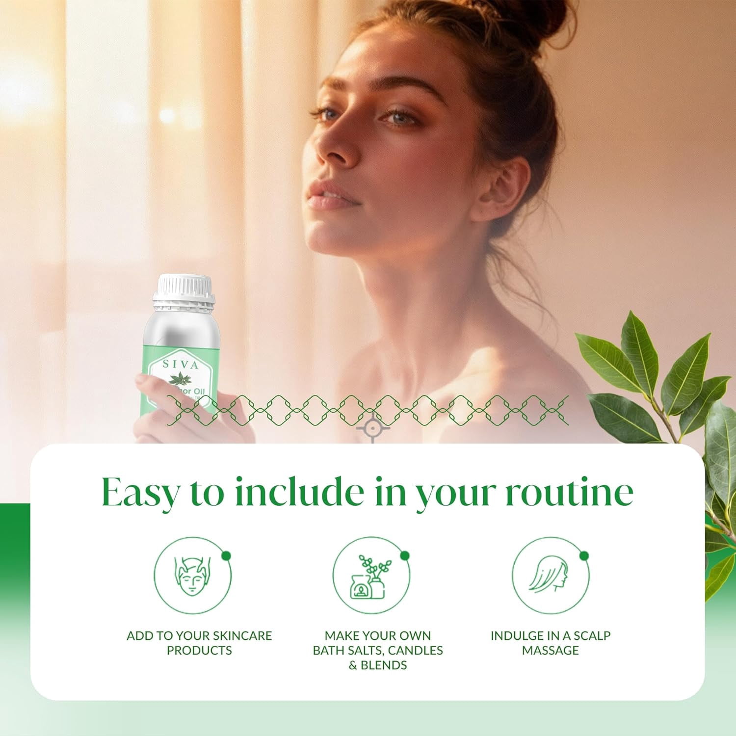 Siva Camphor Essential Oil - 16 Fl Oz – 100% Natural Camphor Oil - for Diffuser, Face, Skin Care, Aromatherapy, Hair Care, Scalp and Body Massage