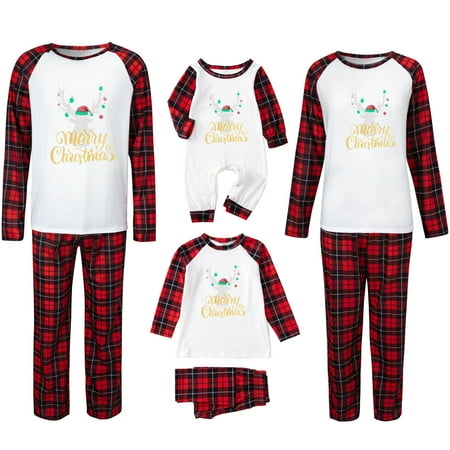 

Odeerbi Matching Family Christmas Pajamas Sets Baby Plaid Romper Xmas Jumpsuits Patchwork Printed Homewear Loungewear Round Neck 2024 Long Sleeve Bodysuit Sleepwear Jammies for Baby