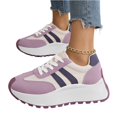 thumbnail image 3 of Sewkxo Women Retro Sneakers Fashion Classic Gum Sole Tennis Skate Shoes Casual Trendy Walking Trainer Anti Slip Flat Low-Top Footwear,Purple 39, 3 of 4