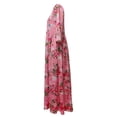 thumbnail image 4 of Womens Dress Pink Boho Floral Print Summer Casual Daily Loose Fit Dress V-Neck 3/4 Sleeve Flowy Long Dress S, 4 of 5