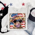 thumbnail image 3 of Patriotic Highland Cow Printed Unisex T-Shirt – Retro USA Flag 4th of July Americana Western Graphic Tee for Men and Women, 3 of 5