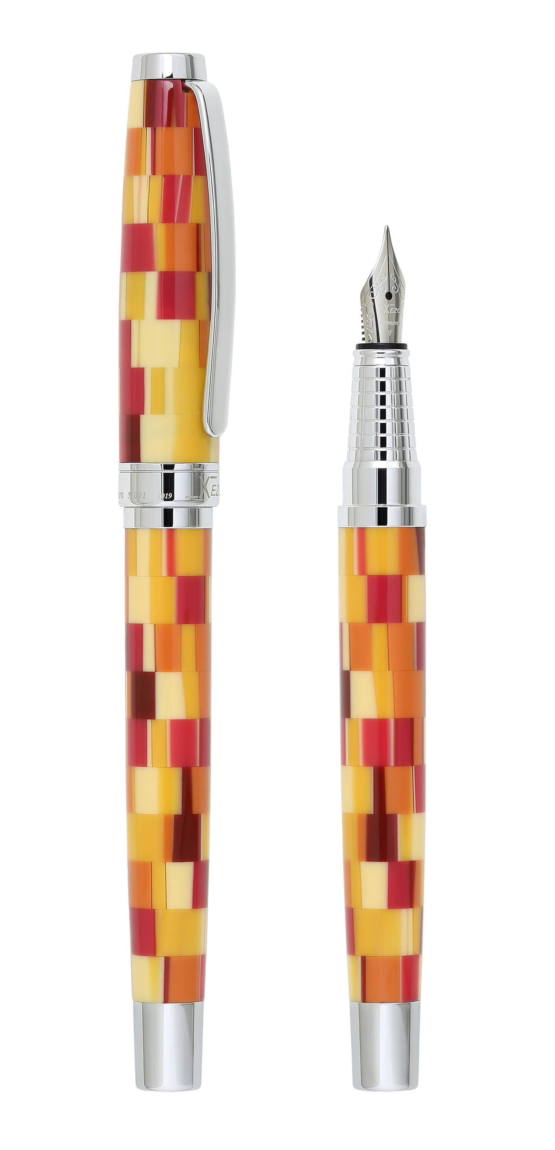 Xezo Urbanite I Acrylic  Brass Fountain Pen (Fine Nib) - Retro Red