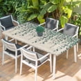 thumbnail image 2 of Teal Green Eucalyptus Leaves Table Cloths for 5 Foot Rectangle Tables, Spring Plants Country Beige Patio Waterproof Elastic Fitted Tablecloths, Washable Rectangular Table Cover for Camping, 2 of 8