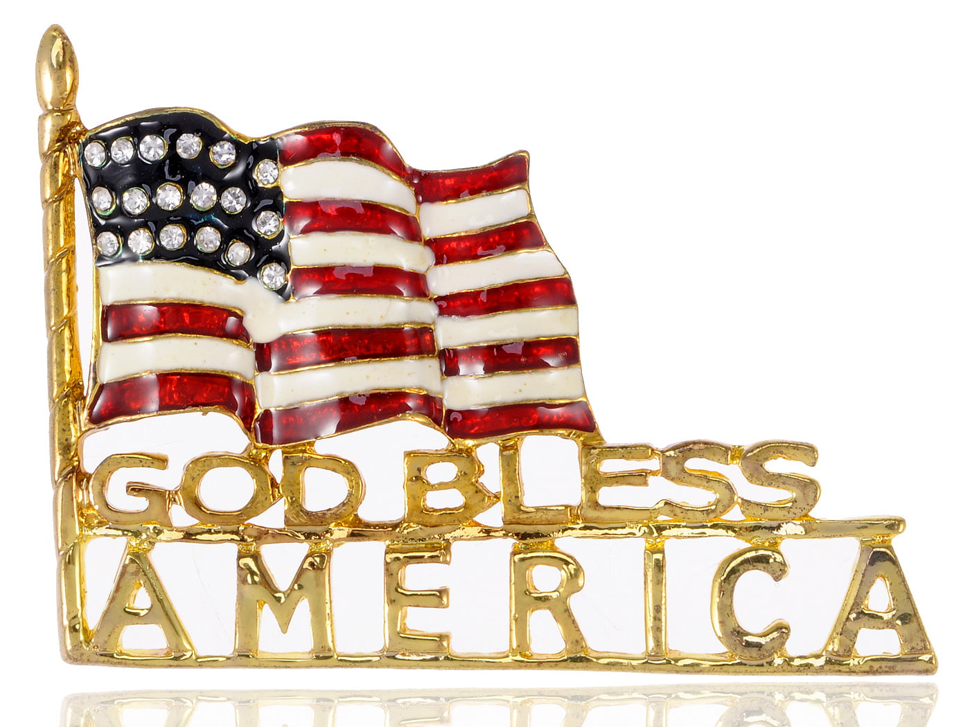 Sterling Silver GOD BLESS AMERICA Charm for Bracelet HEART Patriotic JULY 4TH 