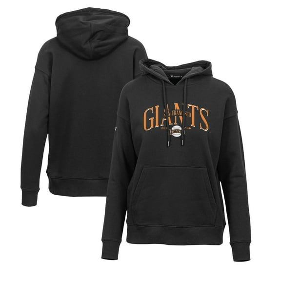 Women's Levelwear Black San Francisco Giants Adorn Cooperstown Collection Retro Spellout Pullover Hoodie