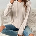 thumbnail image 4 of Kadahis Womens Long Sleeve Solid Color Knitted Sweaters Casual Solid Color Hoodies Sweater Tops Pullover, 4 of 5