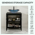 thumbnail image 6 of FULLWATT 30 Inches Bathroom Vanity in Black Finish with Glass Boat-Shaped Vessel Sink, Single Bathroom Vanity with Top, 2-Door Cabinet, 6 of 11
