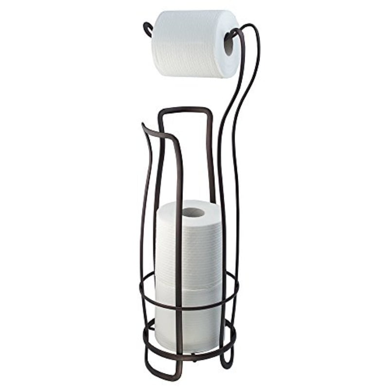InterDesign Forma Free Standing Toilet Paper Holder Dispenser and Spare Roll Storage for Bathroom Bronze 27262 
