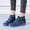 Blue, variant on SDJMa Boots for Women Winter Casual Leather Lace Up Side Zipper Round Toe Retro Booties Comfort Ankle Flat Snow Boots