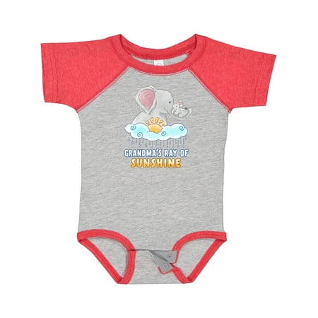 

Inktastic Grandma s Ray of Sunshine Cute Elephants Rainclouds and Sun Boys or Girls Baby Bodysuit