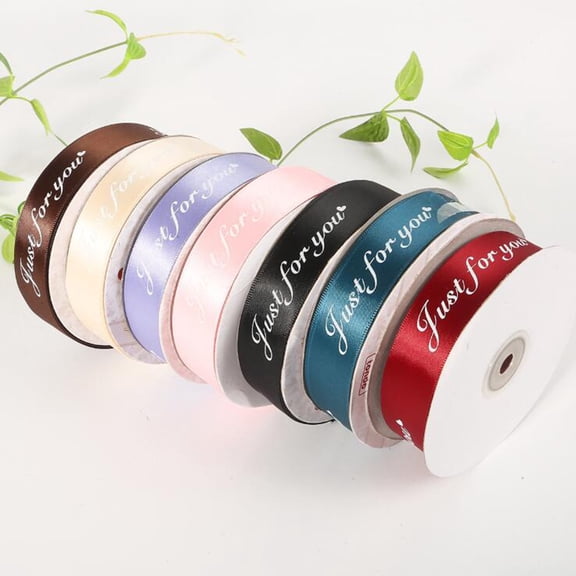 GOOHOCHY 5 Yard JUST FOR YOU Silk Ribbon Bow DIY Materials Grosgrain Ribbon Rib Tape Decorative Craft Accessories (Coffee)