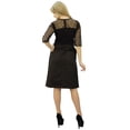 thumbnail image 3 of Bimba Women's Lace Yoke Sheer 3/4 Sleeve Black Casual Cotton Dress With Pockets, 3 of 9