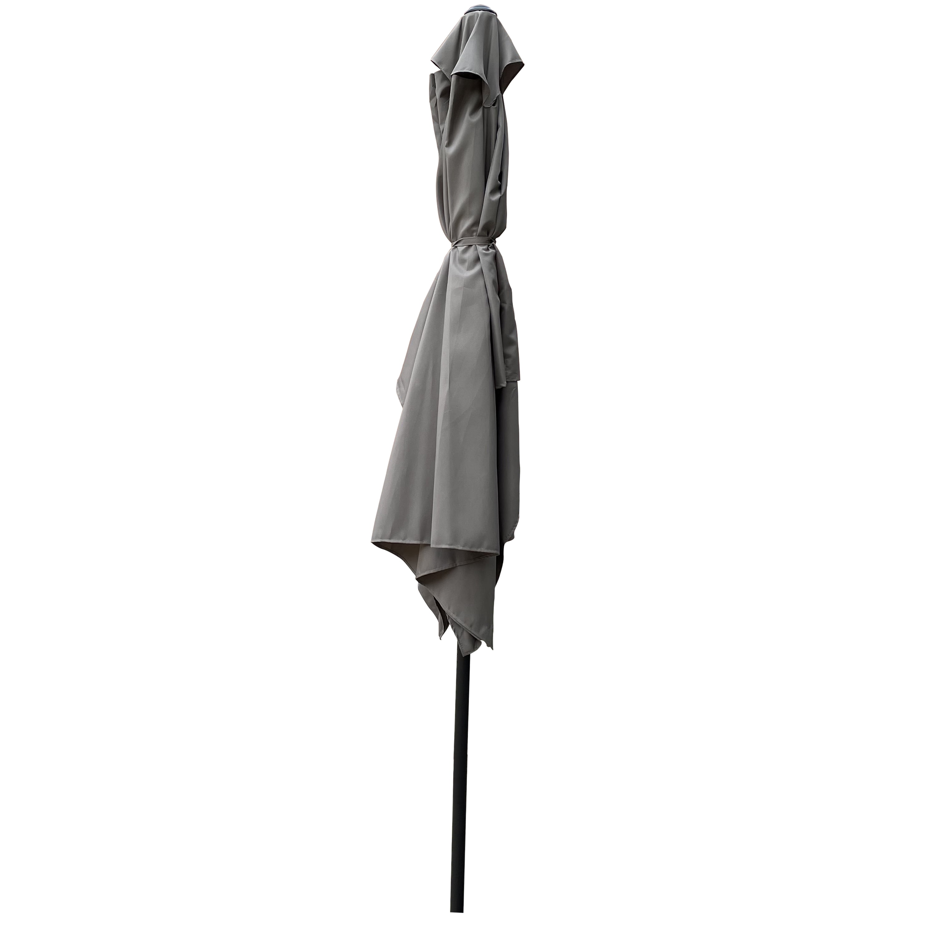 6x9 FT Outdoor Patio Sun Umbrella, Adjustable Tilt Waterproof Yard Shade Umbrella with Crank Design, Medium Grey