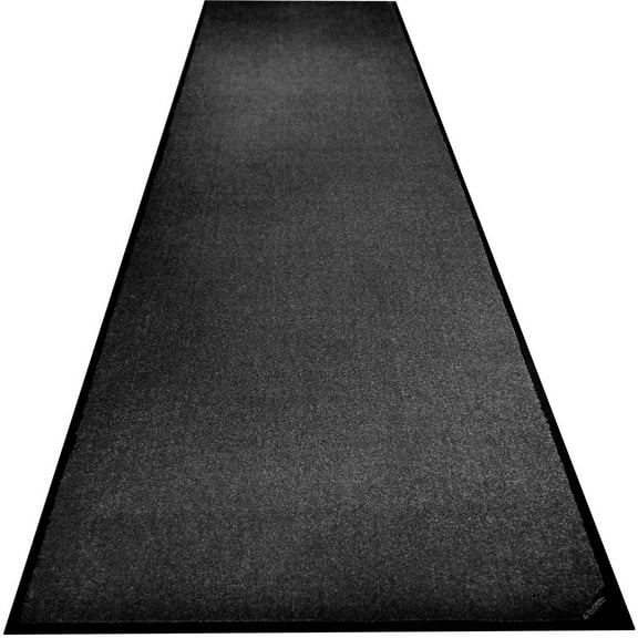 Global Industrial 800377BK 0.38 in. Thick 3 x 10 ft. Plush Entrance Mat, Charcoal Black