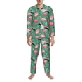 thumbnail image 3 of Naloa Tropical Flamingo Men’s Pajamas Set - Long Sleeve Button Down Sleep Shirt and Pajama Bottoms Sleepwear Set-XX-Large, 3 of 7