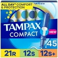 thumbnail image 1 of Tampax Compact Pearl Tampons Multipack, with LeakGuard Braid & Extendable Applicator, Regular/Super/Super Plus Absorbency, Compact Extendable Applicator, Unscented, 1 of 9