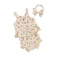 thumbnail image 2 of Yunliwuli Baby Girl Summer Set, Round Neck Floral Print Tank Tops + Elastic Waist Frill Trim Shorts + Headband Toddler 3 Piece Outfits, 2 of 10