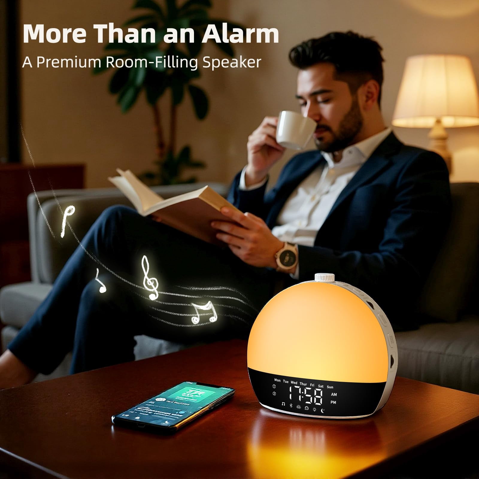 Sunrise Alarm Clock Sound Machine, Wake Up Light with Sunset Simulation, Dimmable Clock for Bedroom, Night Light & 25 Sleep Sounds, White Noise Machine,Wake Up Light Alarm Cloc