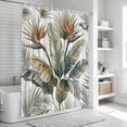 thumbnail image 6 of Vintage Palm Leaf Shower Curtain, 36"x72", Green Banana Leaves Tropical Plant Summer Waterproof Bathroom Curtain Washable Shower Curtain Set with 12 Hooks, 6 of 9