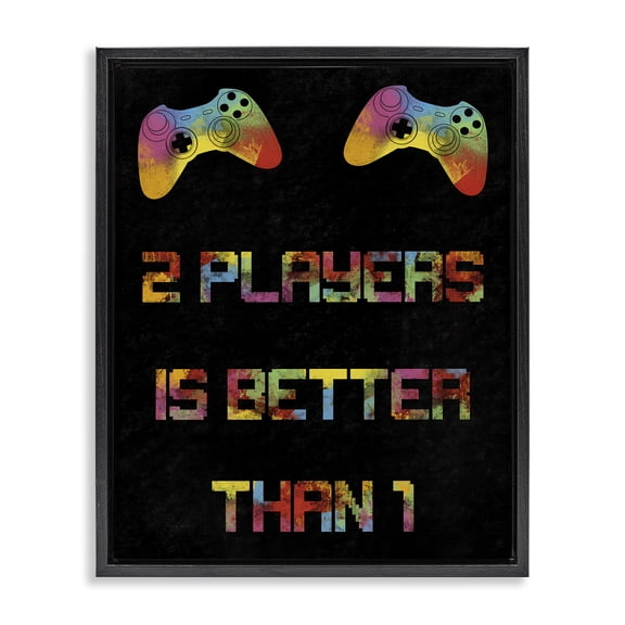 Stupell Industries Contemporary 2 Players Better Than 1 Black Floating Frame Canvas Art, 17 x 21, by Marcus Prime