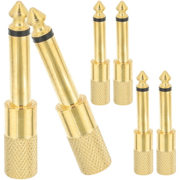 HOMEMAXS  6 Pcs Audio Adapter for Microphone Female to Connector Cord Plug Golden