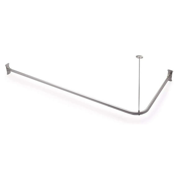 Naiture Stainless Steel 36'' x 36'' Corner Shower Curtain Rod with Ceiling Support, Brushed Nickel Finish