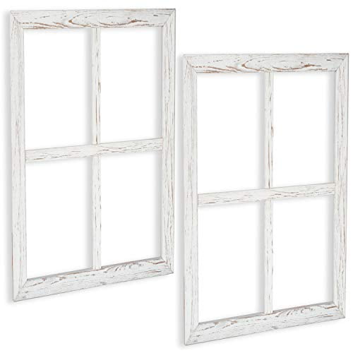 Ilyapa Window Frame Wall Decor 2 Pack Large 18x22 Inch Rustic White