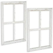 Ilyapa Window Frame Wall Decor 2 Pack - Large 18x22 Inch Rustic White Wood Window Pane Country Farmhouse Decorations