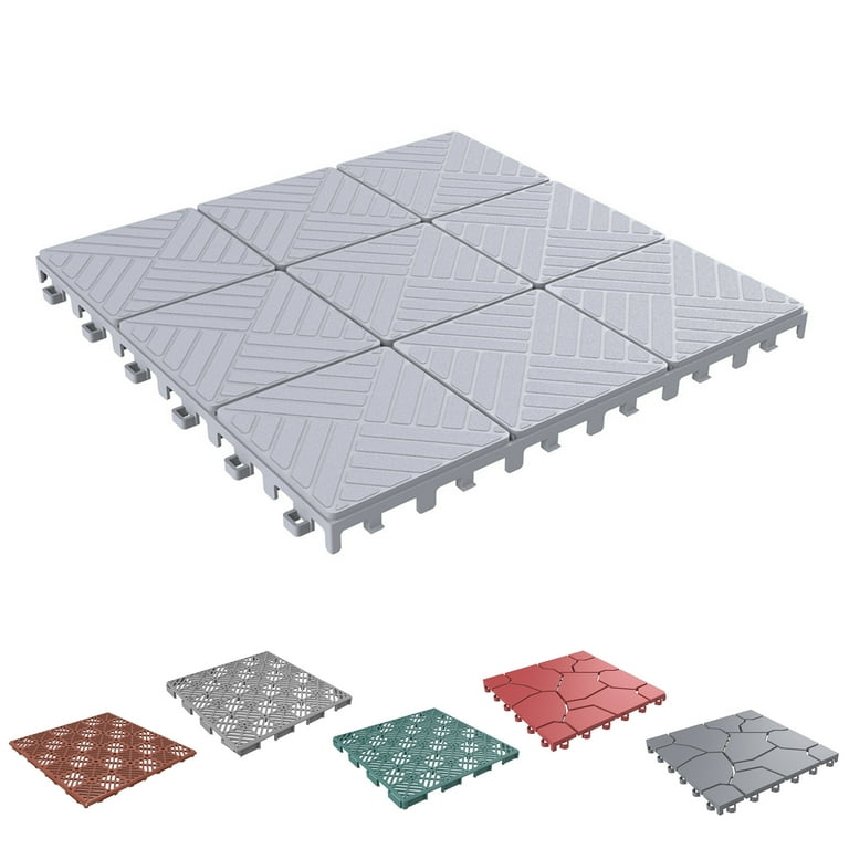 Pure garden Patio and Deck Tiles, Polypropylene, Anti-Slip, Grey Set of 6 Pure garden Patio and Deck Tiles, Polypropylene, Anti-Slip, Grey Set of 6