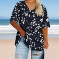 thumbnail image 4 of Erwazi Womens Plus Size Tops Floral Printed Summer T Shirts V-Neck Short Sleeve Tunic Tops Oversized Tees Shirts Casual Loose Blouses, 4 of 4