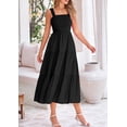 thumbnail image 4 of Vestido PRETTYGARDEN para mujer, midi, fruncido, de verano, negro, 4 of 9