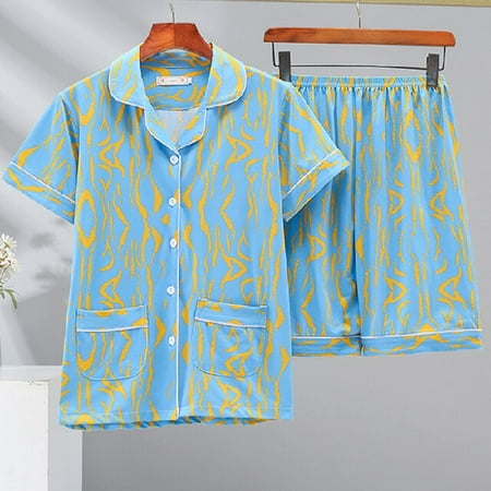 

PIKADINGNIS 2 Pieces Pijamas Women Over Size Pyjamas Short Sleeve Casual Home Wear Clothes Summer Pajama Sets Full Cotton Sleepwear Set