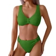 thumbnail image 2 of Women's Bikini Set Fashion Solid Color Two Piece Sexy Swimsuit with Removable Bra Pads No Underwire for Beach Vacation,Dark Green,XL, 2 of 8