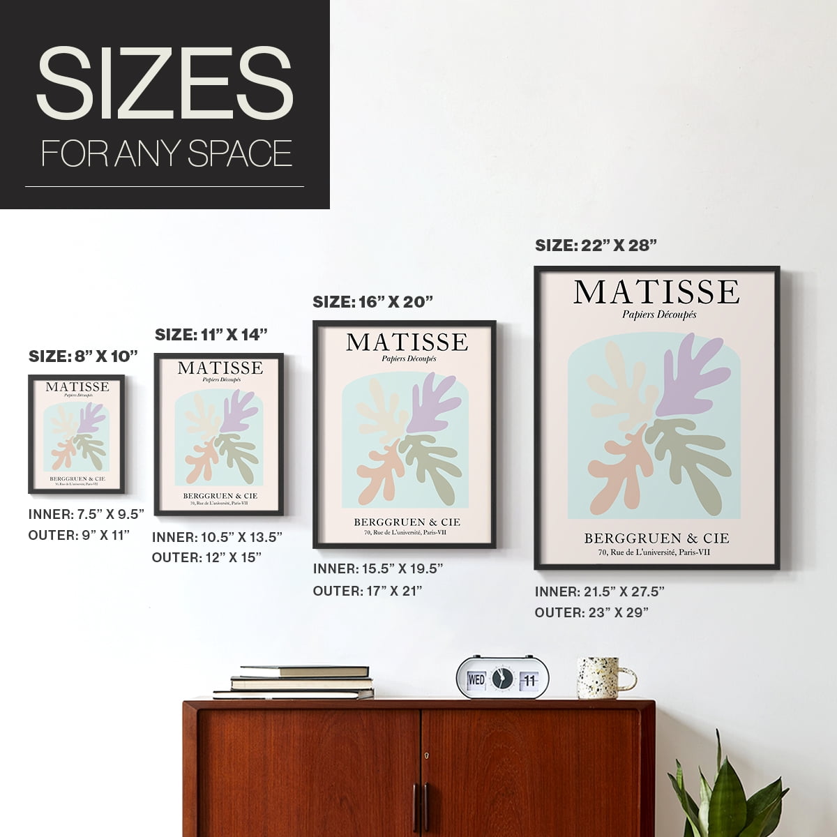 Matisse DVI Framed Print in Black Solid Wood Framed Print No Nail Hanging